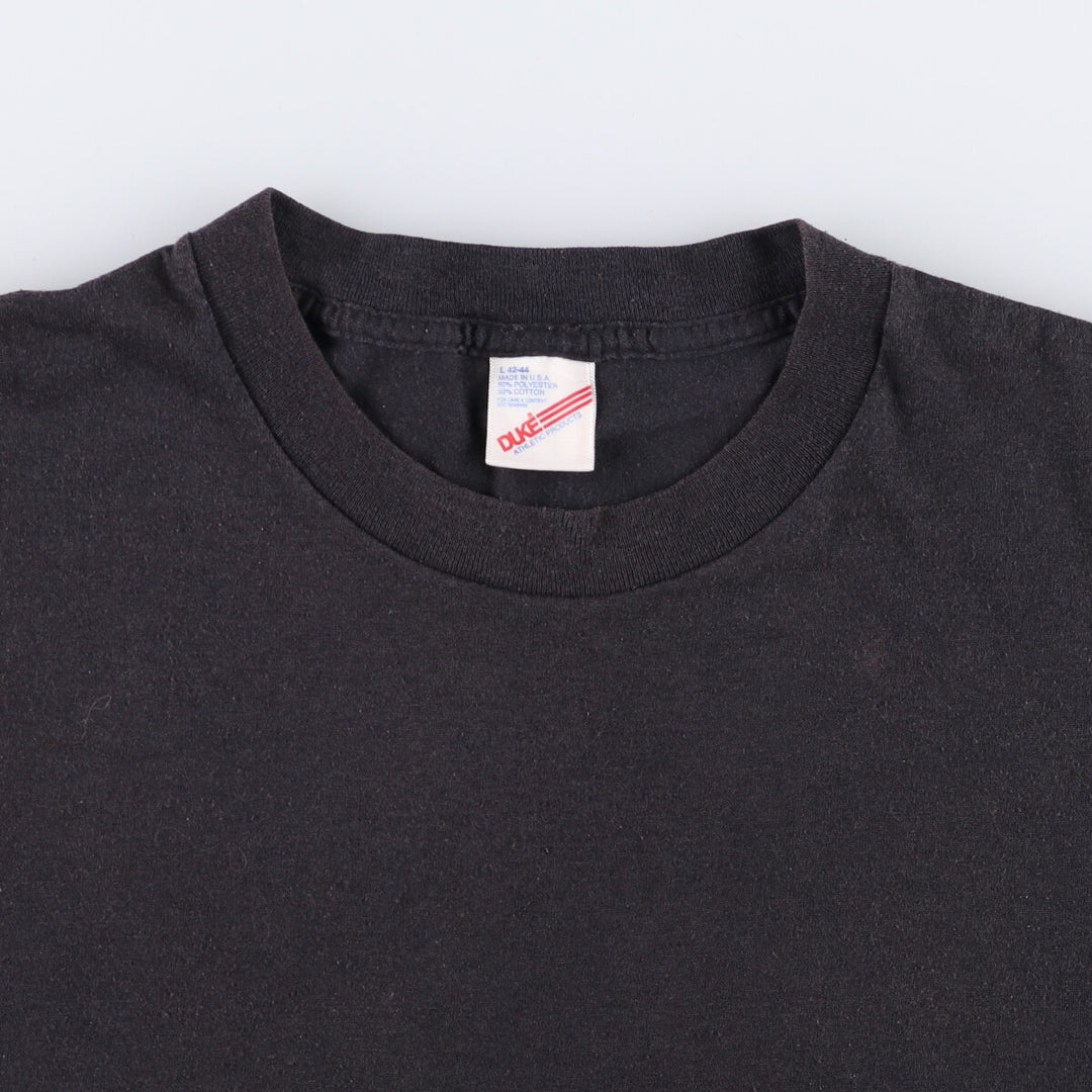90'S Duke plain T-shirt, made in the USA, men's size L, vintage polyester black type Vintage Second Hand