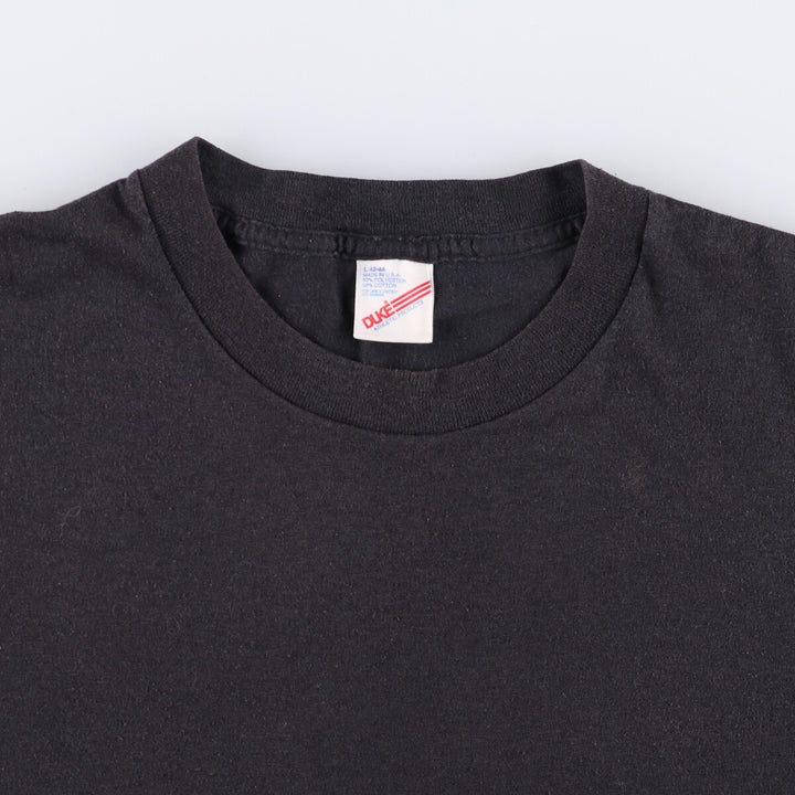 90'S Duke plain T-shirt, made in the USA, men's size L, vintage polyester black type Vintage Second Hand