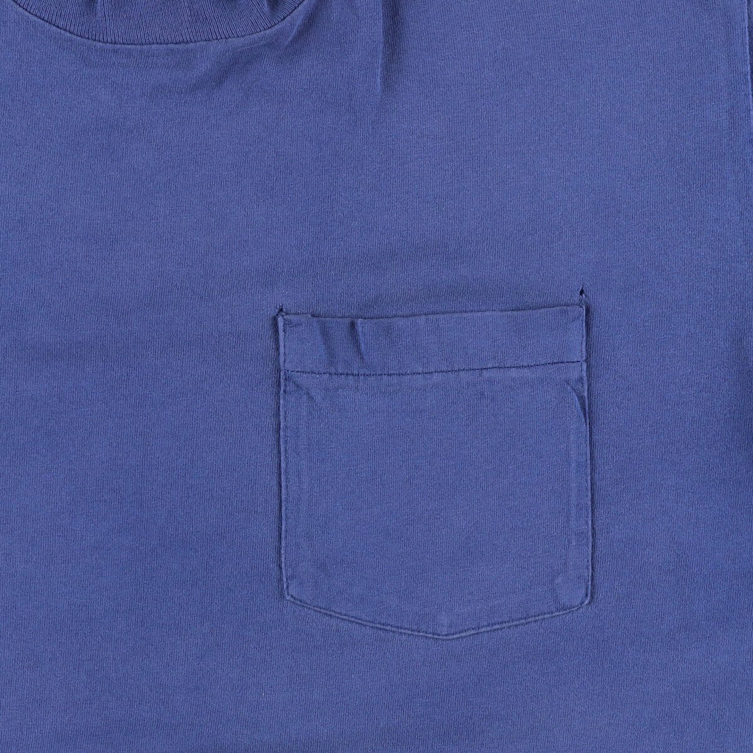 90'S Fruit of the Loom plain pocket T-shirt made in the USA, men's size L, vintage cotton Navy blue Vintage Second Hand