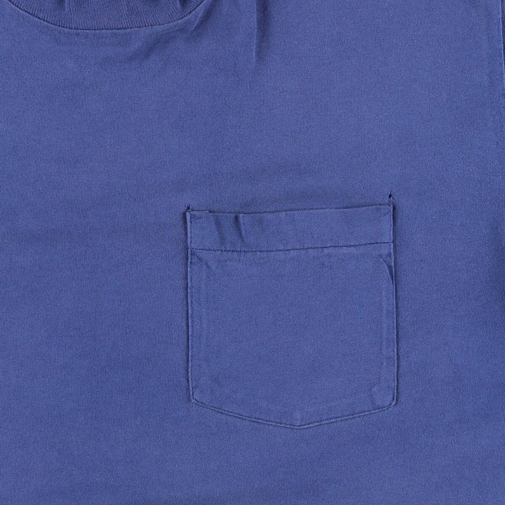 90'S Fruit of the Loom plain pocket T-shirt made in the USA, men's size L, vintage cotton Navy blue Vintage Second Hand