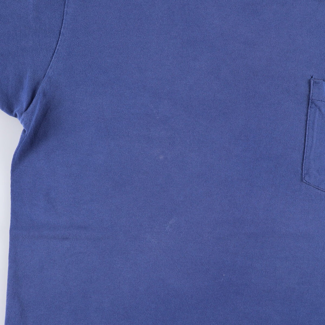 90'S Fruit of the Loom plain pocket T-shirt made in the USA, men's size L, vintage cotton Navy blue Vintage Second Hand