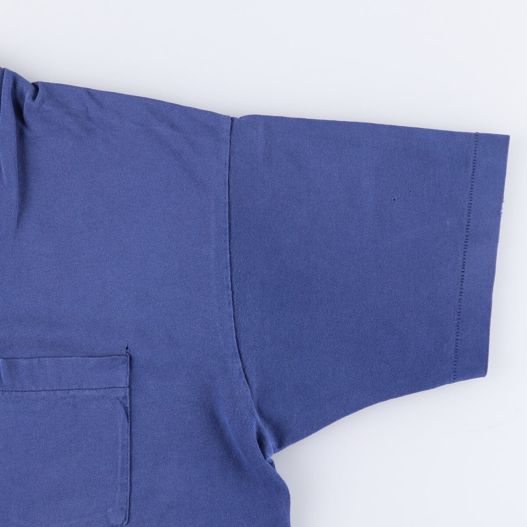 90'S Fruit of the Loom plain pocket T-shirt made in the USA, men's size L, vintage cotton Navy blue Vintage Second Hand