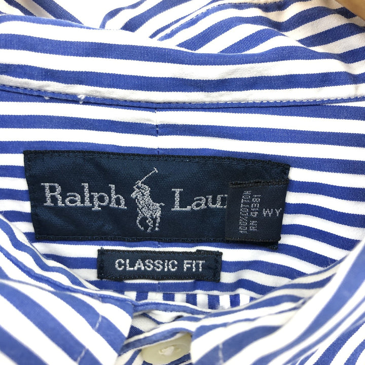 Ralph Lauren Classic Fit Long Sleeve Button Down Striped Shirt Men's Size L cotton white type Vintage Second Hand
