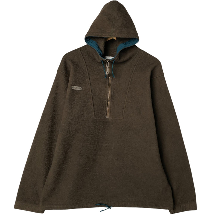 90'S Vintage Columbia Half-Zip Fleece Pullover Hoodie with White Tag, Made in USA, Men's Size L polyester Khaki type Vintage Second Hand