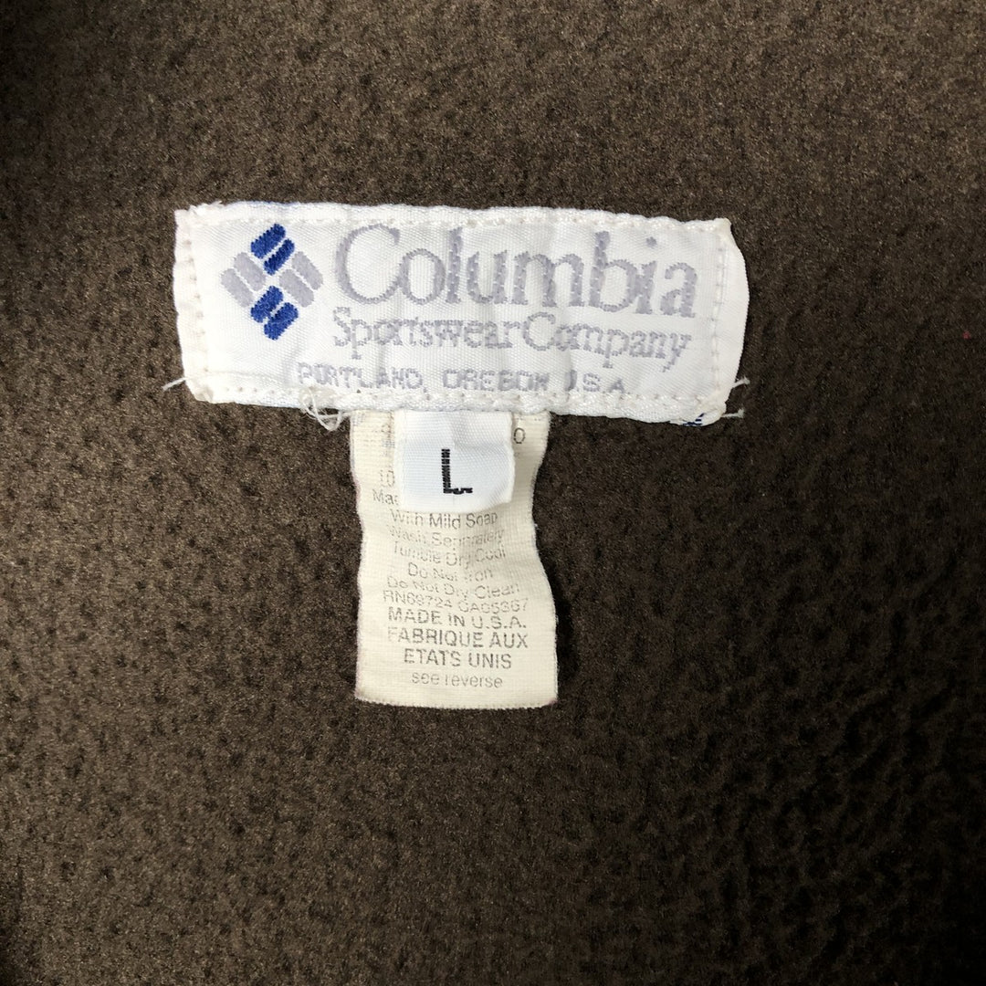 90'S Vintage Columbia Half-Zip Fleece Pullover Hoodie with White Tag, Made in USA, Men's Size L polyester Khaki type Vintage Second Hand