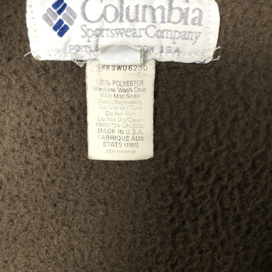 90'S Vintage Columbia Half-Zip Fleece Pullover Hoodie with White Tag, Made in USA, Men's Size L polyester Khaki type Vintage Second Hand