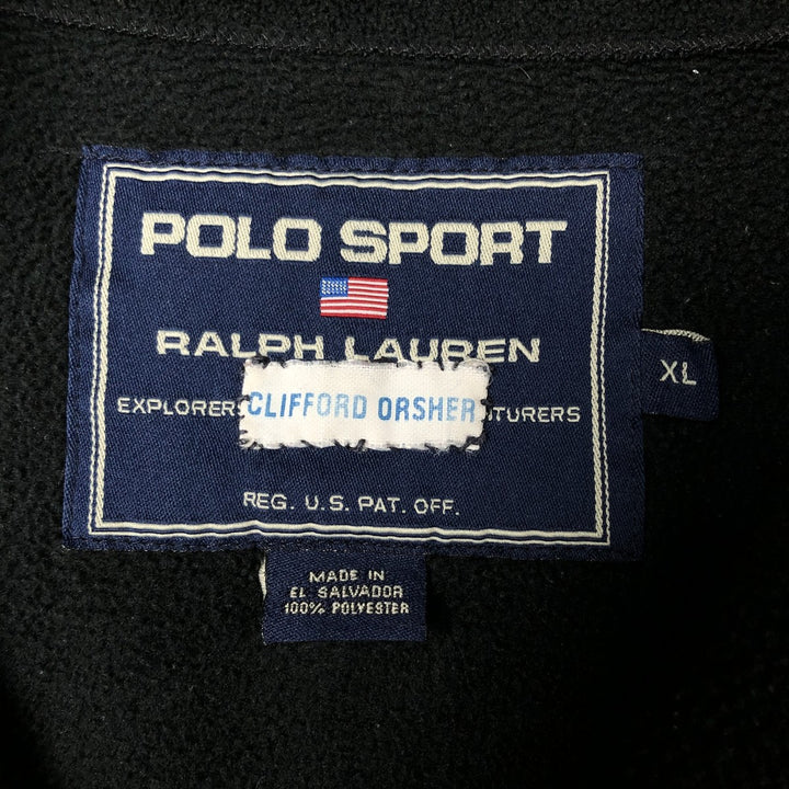 90'S Ralph Lauren POLO SPORT half-zip fleece pullover, men's size XL polyester black type Vintage Second Hand