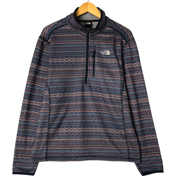THE NORTH FACE All-Over Fair Isle Pattern Half-Zip Fleece Pullover, Men's Size Medium polyester navy blue type Vintage Second Hand