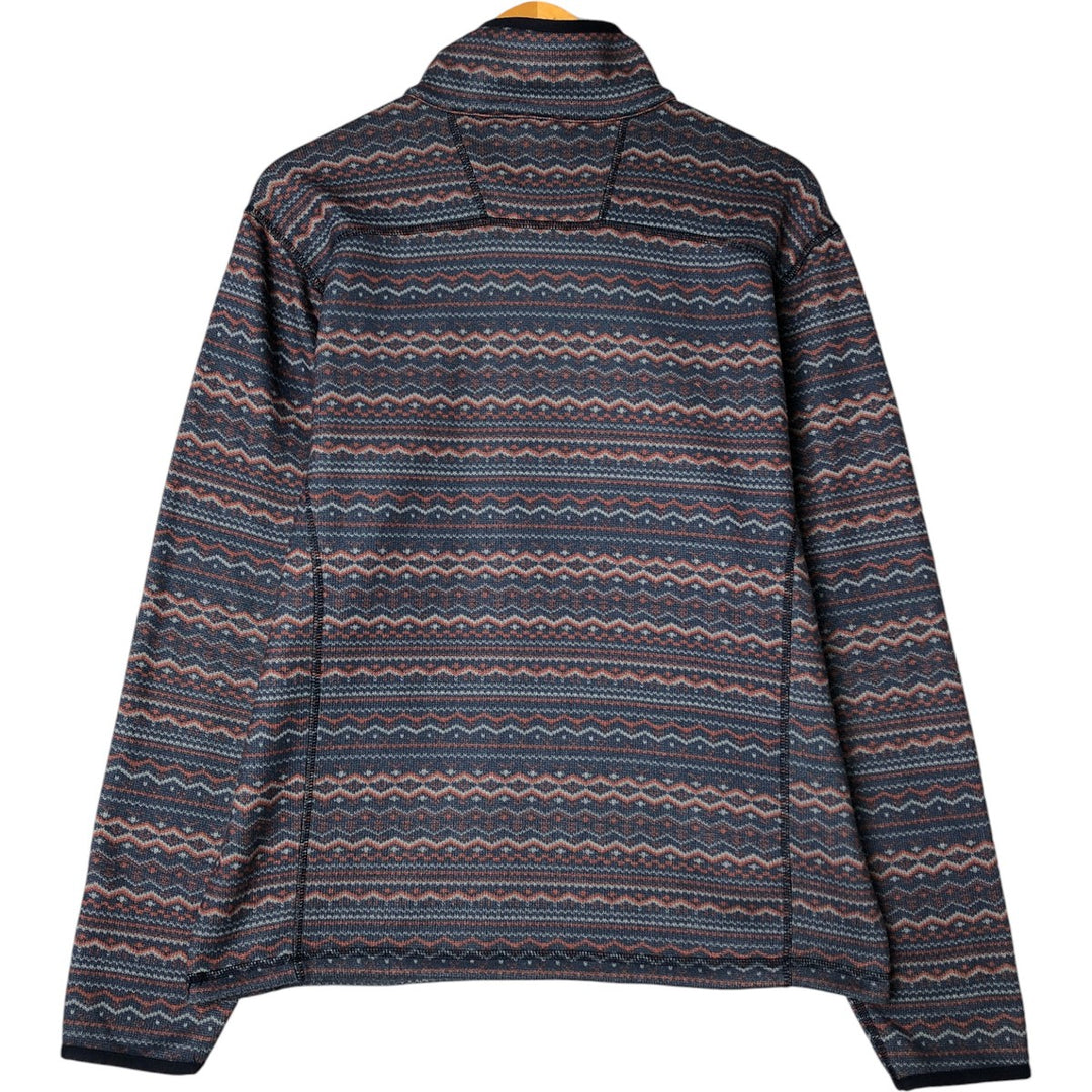 THE NORTH FACE All-Over Fair Isle Pattern Half-Zip Fleece Pullover, Men's Size Medium polyester navy blue type Vintage Second Hand