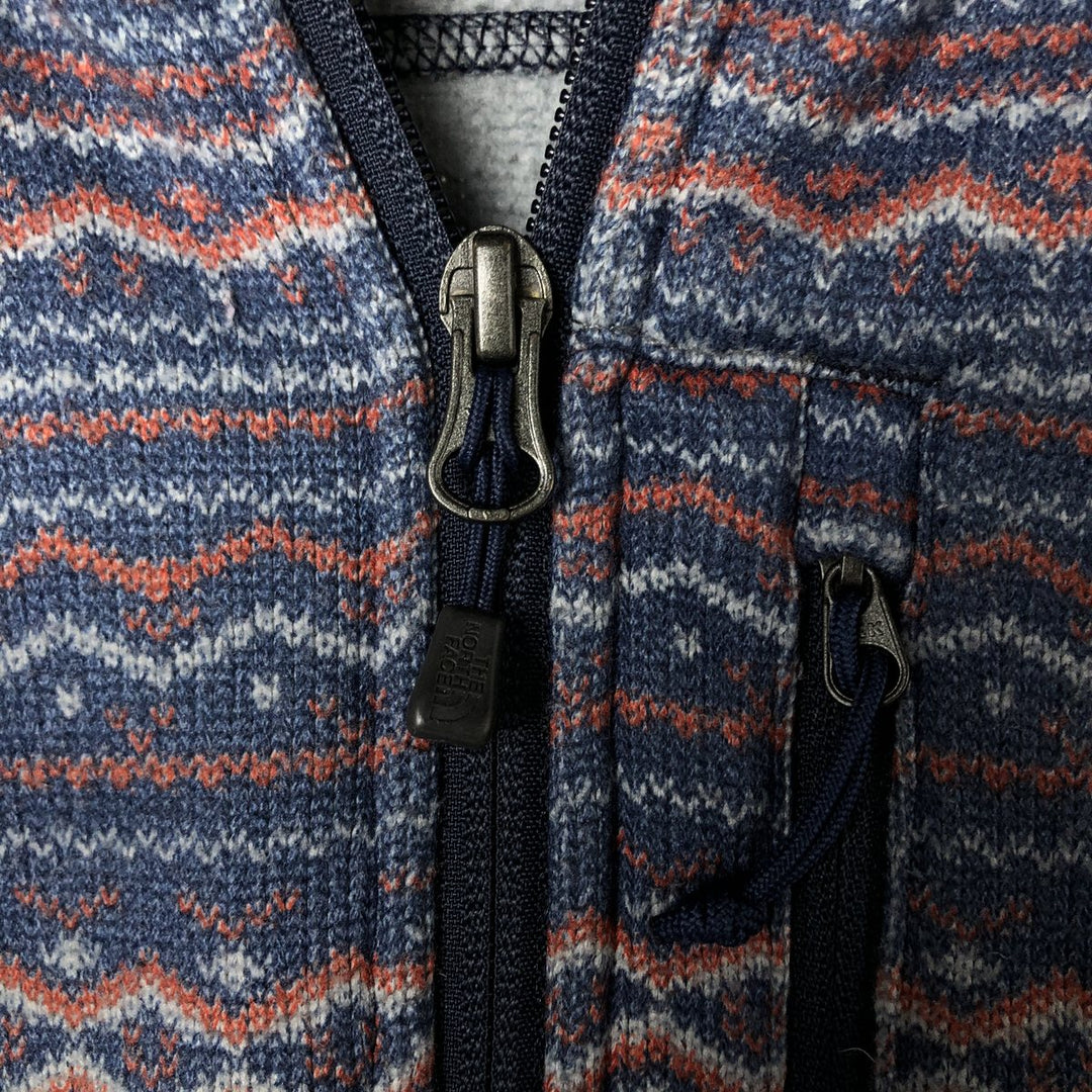 THE NORTH FACE All-Over Fair Isle Pattern Half-Zip Fleece Pullover, Men's Size Medium polyester navy blue type Vintage Second Hand