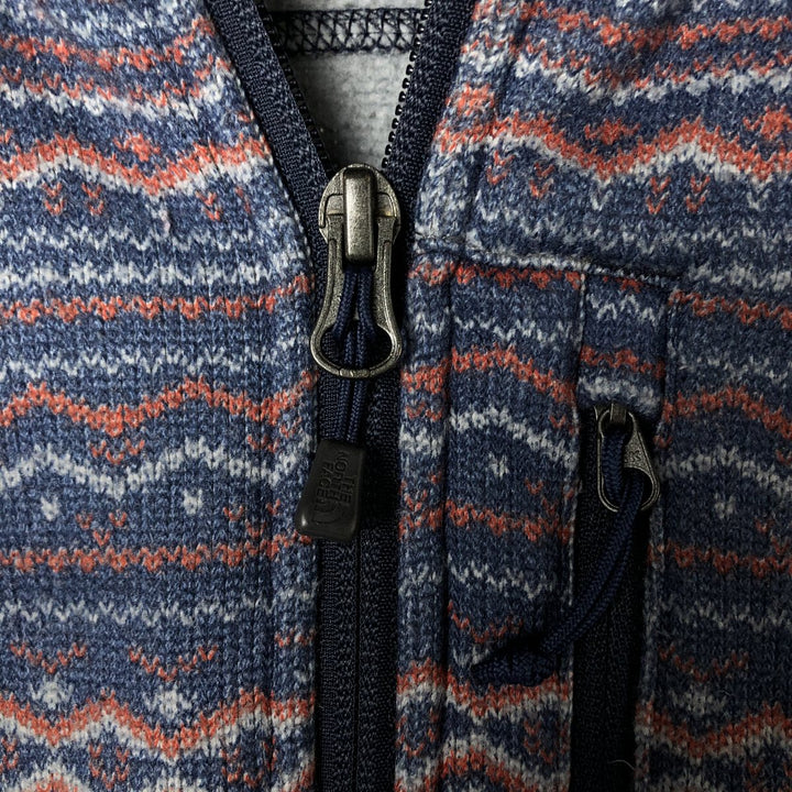 THE NORTH FACE All-Over Fair Isle Pattern Half-Zip Fleece Pullover, Men's Size Medium polyester navy blue type Vintage Second Hand
