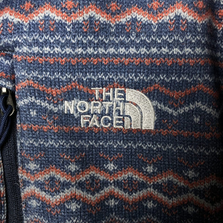 THE NORTH FACE All-Over Fair Isle Pattern Half-Zip Fleece Pullover, Men's Size Medium polyester navy blue type Vintage Second Hand