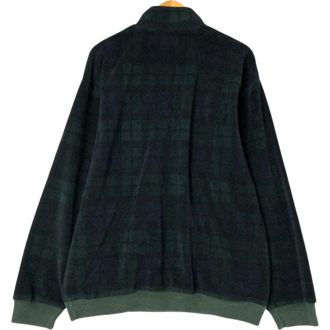 90'S Gap Old Gap Blackwatch Check Half-Zip Fleece Pullover, Men's XL polyester navy blue type Vintage Second Hand