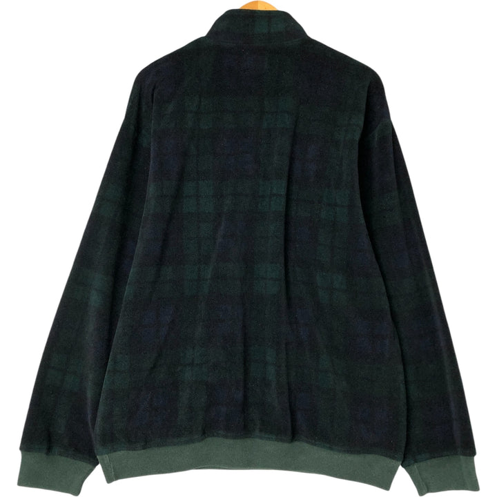 90'S Gap Old Gap Blackwatch Check Half-Zip Fleece Pullover, Men's XL polyester navy blue type Vintage Second Hand