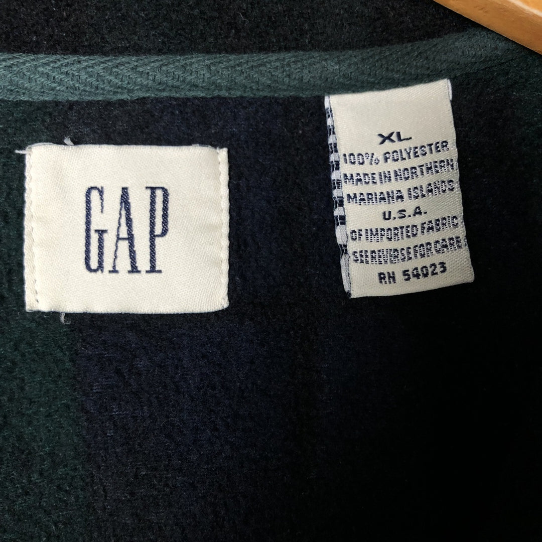 90'S Gap Old Gap Blackwatch Check Half-Zip Fleece Pullover, Men's XL polyester navy blue type Vintage Second Hand