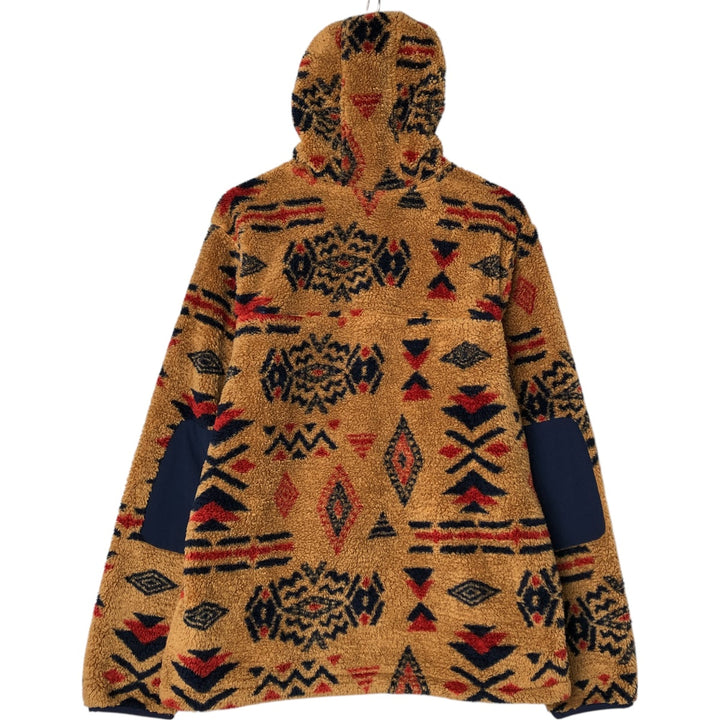 THE NORTH FACE Native American Pattern Fleece Pullover Hoodie, Men's Size L polyester Beige type Vintage Second Hand