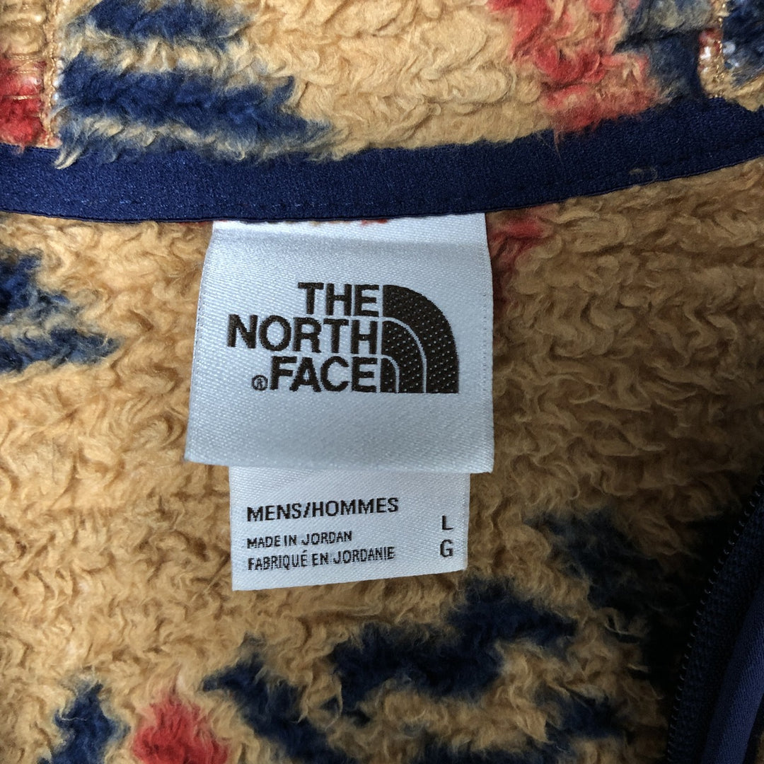 THE NORTH FACE Native American Pattern Fleece Pullover Hoodie, Men's Size L polyester Beige type Vintage Second Hand