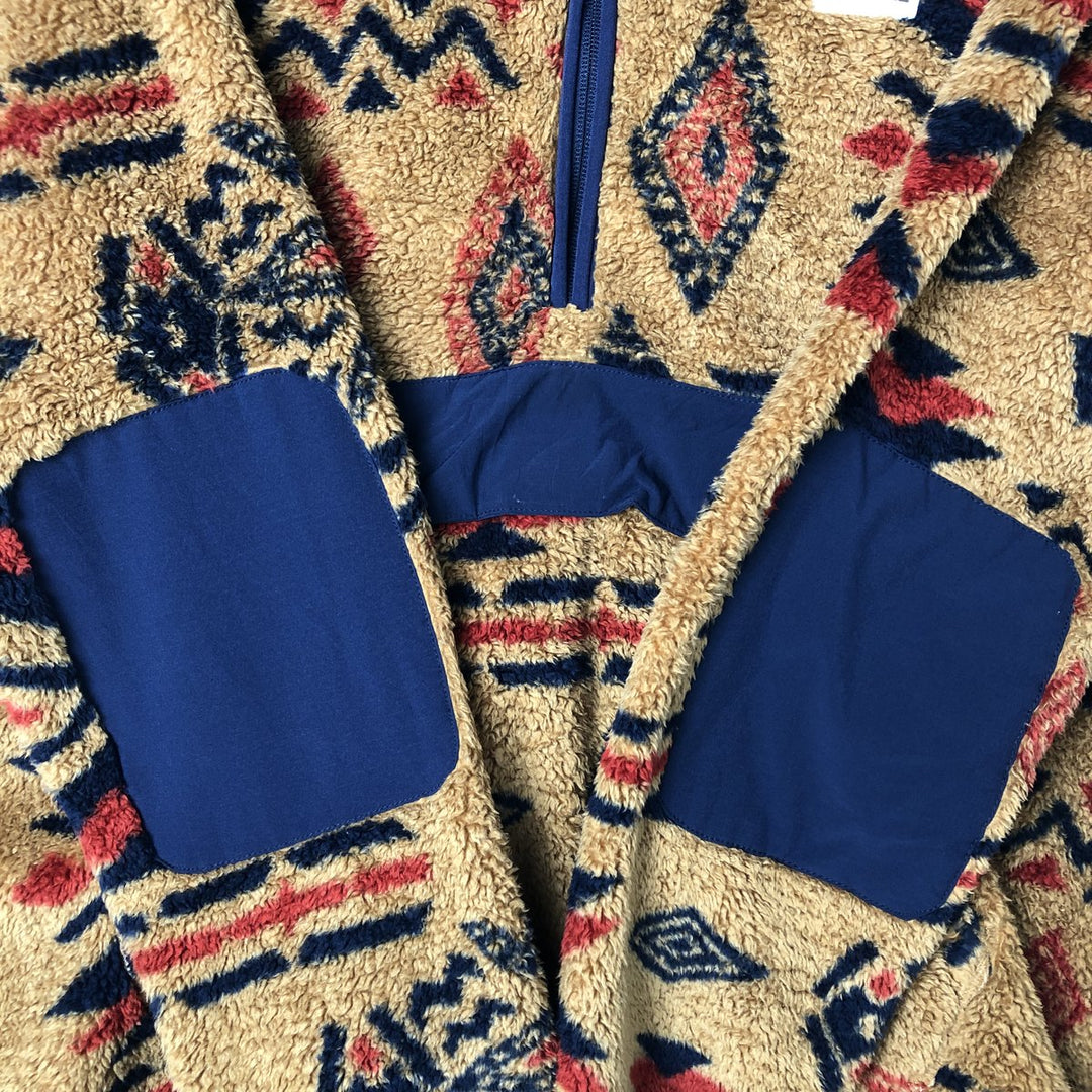 THE NORTH FACE Native American Pattern Fleece Pullover Hoodie, Men's Size L polyester Beige type Vintage Second Hand