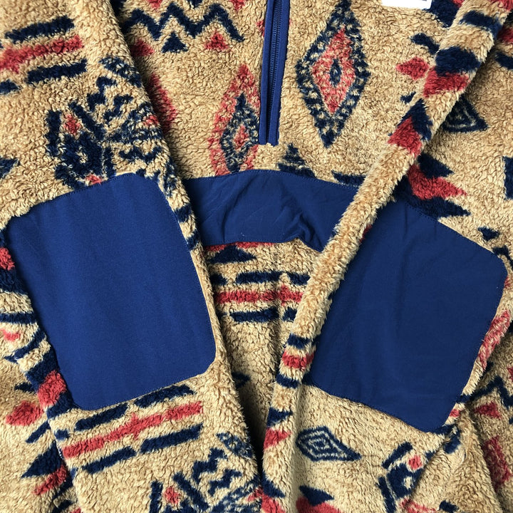 THE NORTH FACE Native American Pattern Fleece Pullover Hoodie, Men's Size L polyester Beige type Vintage Second Hand