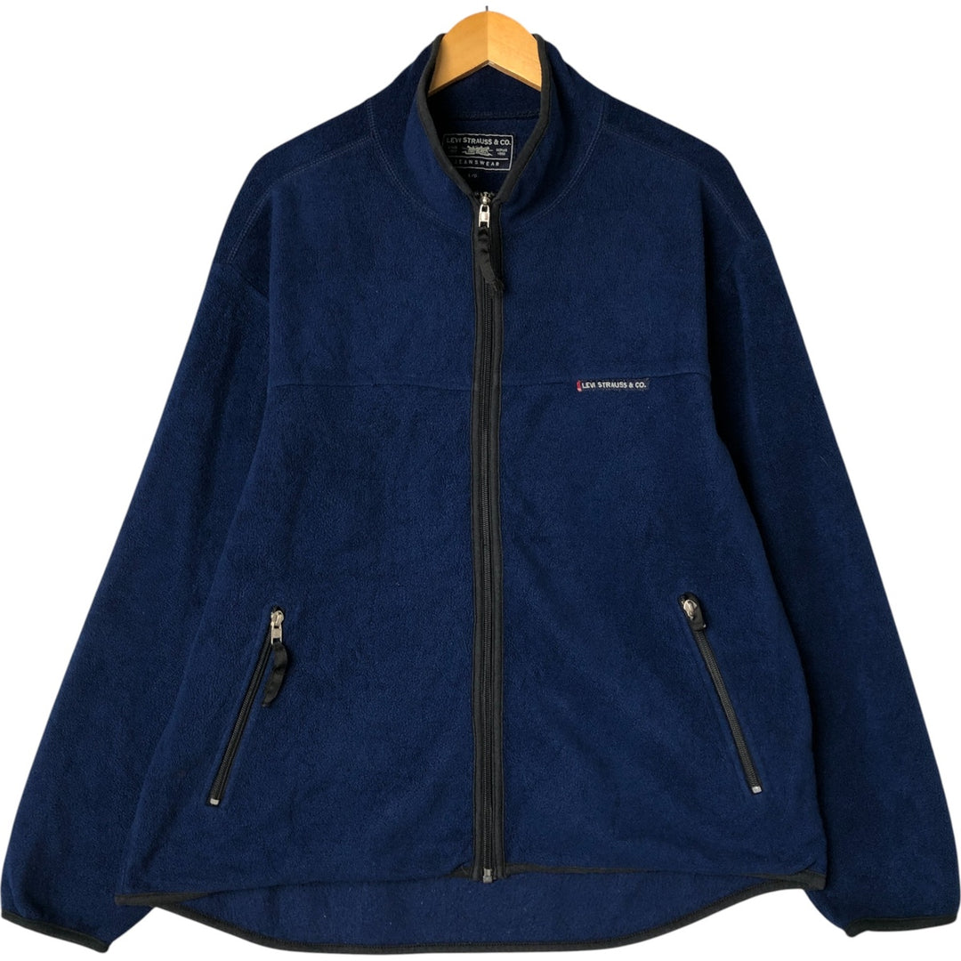 1990'S Vintage Levi's Fleece Jacket, Made in Canada, Men's Size L polyester Navy blue Vintage Second Hand