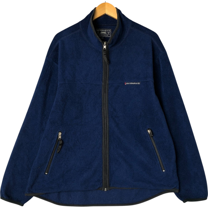 1990'S Vintage Levi's Fleece Jacket, Made in Canada, Men's Size L polyester Navy blue Vintage Second Hand