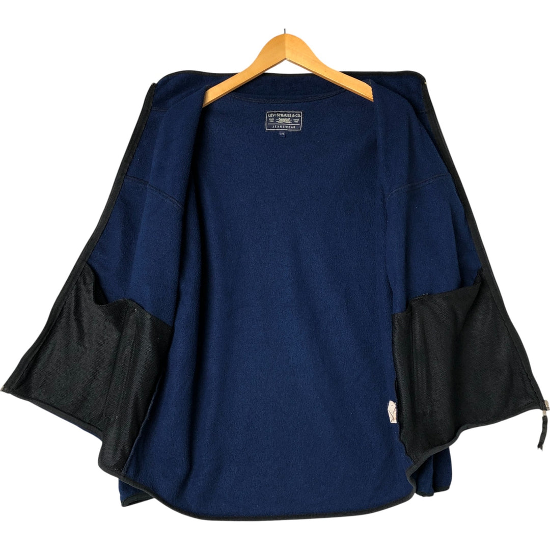 1990'S Vintage Levi's Fleece Jacket, Made in Canada, Men's Size L polyester Navy blue Vintage Second Hand