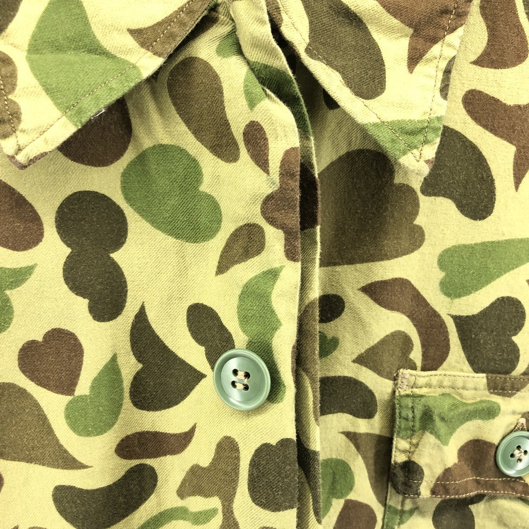 70'S CALIBER Camouflage Pattern Duck Hunter Camo Hunting Jacket Men's XL Vintage cotton Khaki type Vintage Second Hand