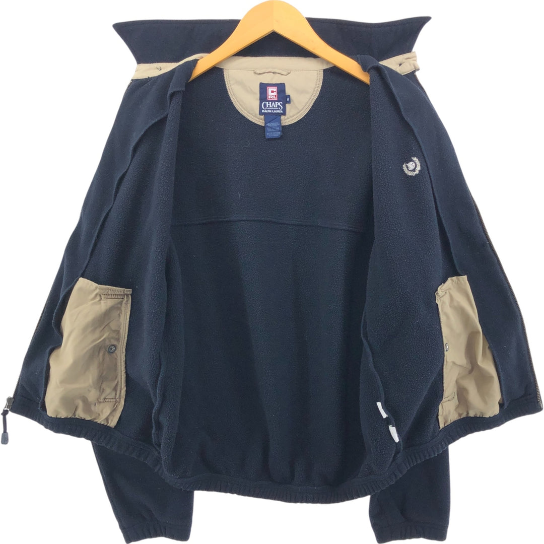 Ralph Lauren CHAPS Swing Top Fleece Jacket, Men's Size Medium polyester navy blue type Vintage Second Hand