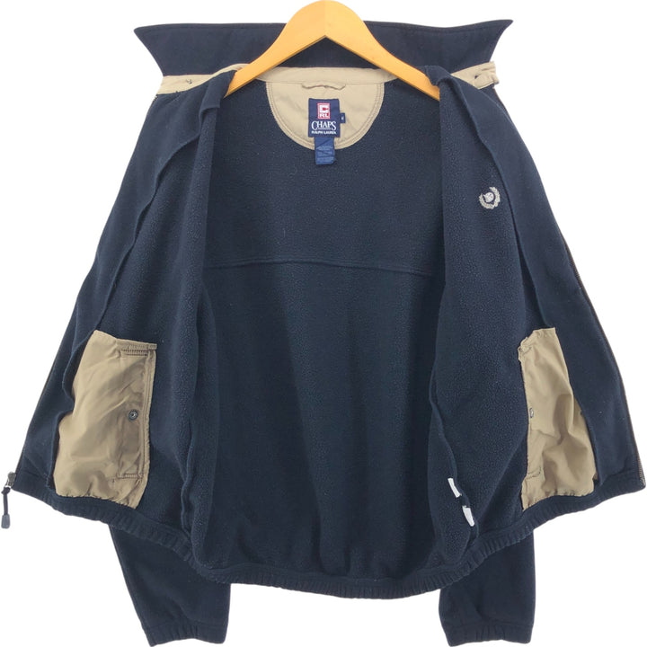 Ralph Lauren CHAPS Swing Top Fleece Jacket, Men's Size Medium polyester navy blue type Vintage Second Hand