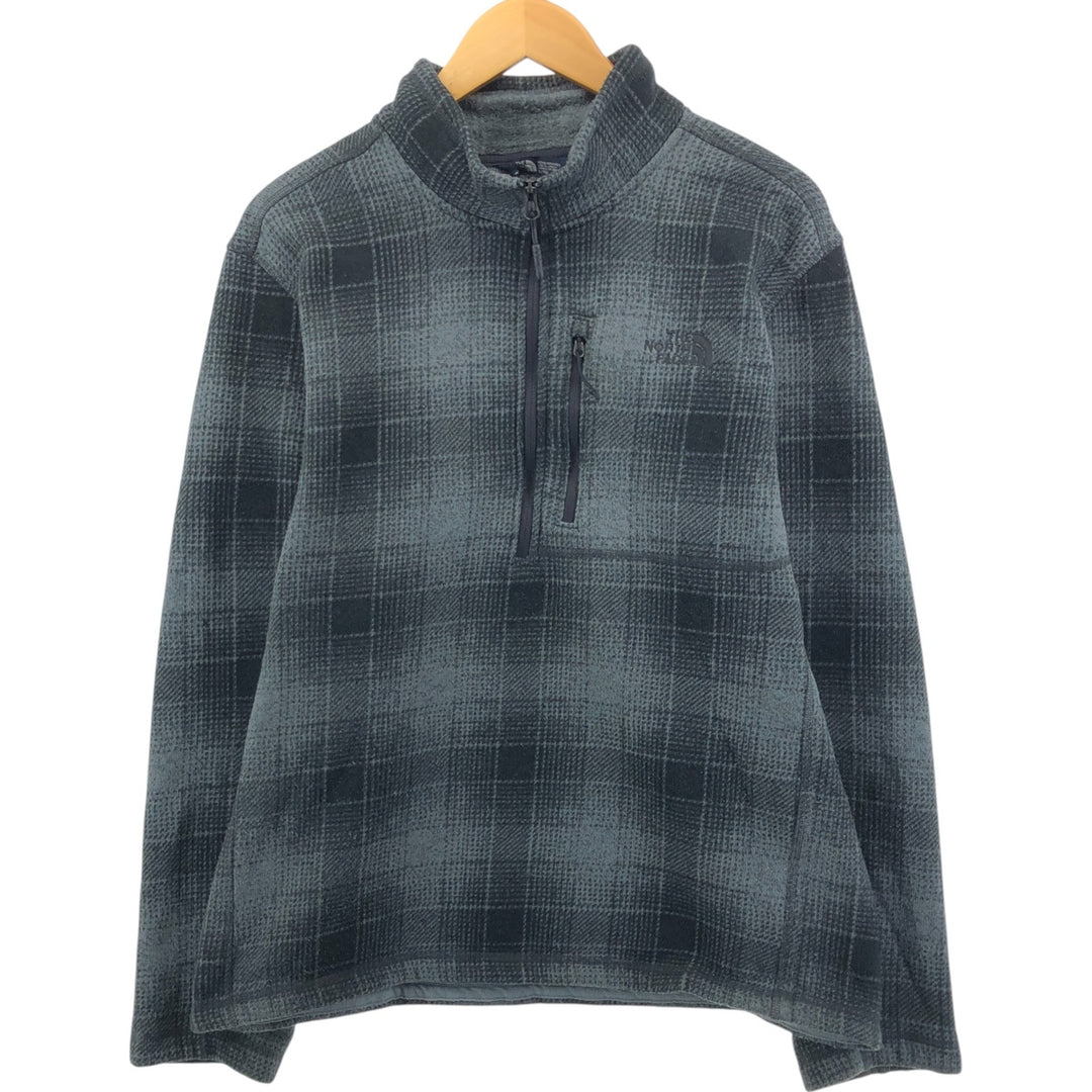 THE NORTH FACE Check Pattern Half-Zip Fleece Pullover, Men's XL polyester gray type Vintage Second Hand