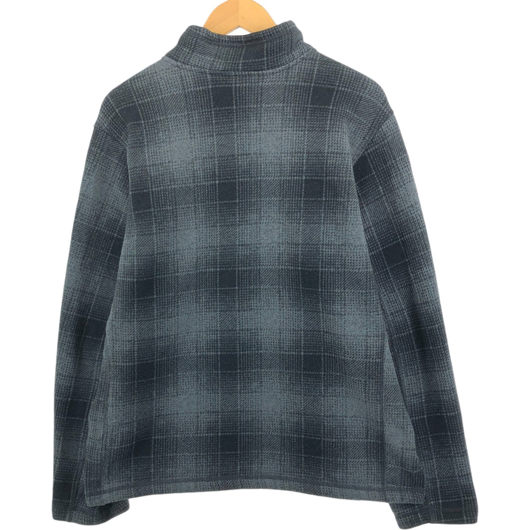 THE NORTH FACE Check Pattern Half-Zip Fleece Pullover, Men's XL polyester gray type Vintage Second Hand