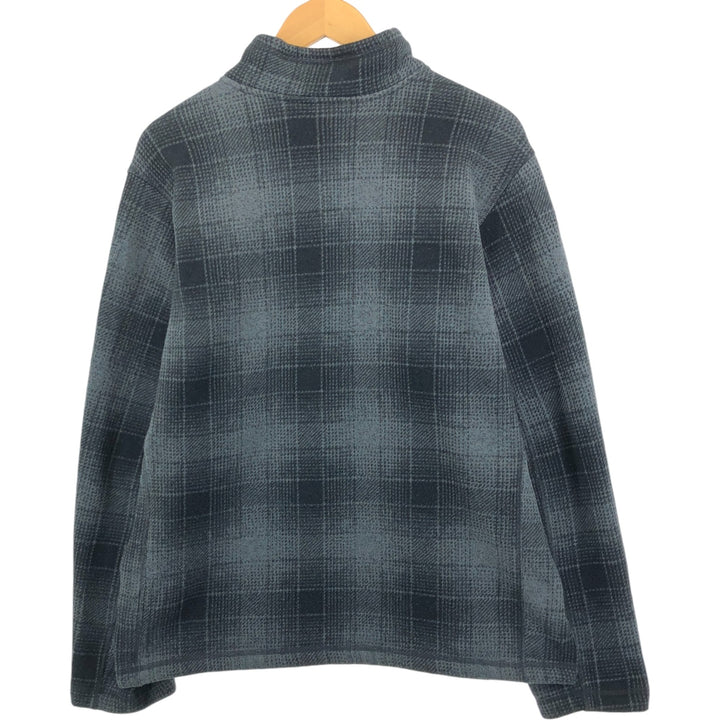 THE NORTH FACE Check Pattern Half-Zip Fleece Pullover, Men's XL polyester gray type Vintage Second Hand