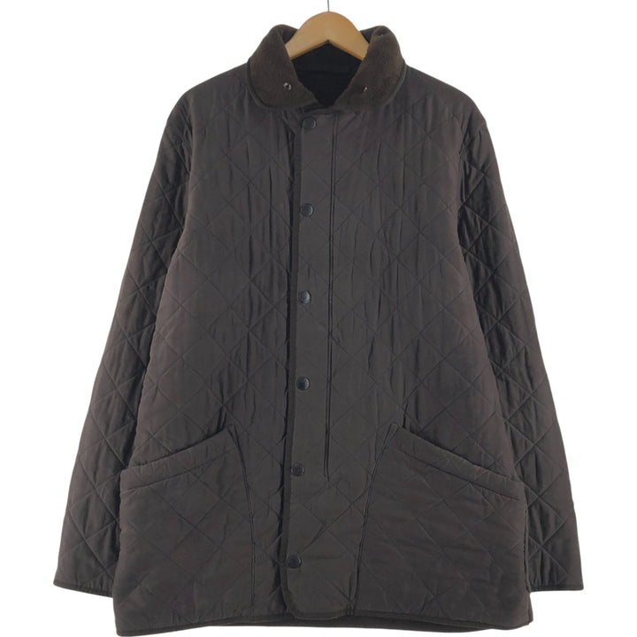 2000s~ Barbour Microfiber Polarquilt Long 3-Warrant Quilted Jacket, Men's Size L polyester brown type Vintage Second Hand