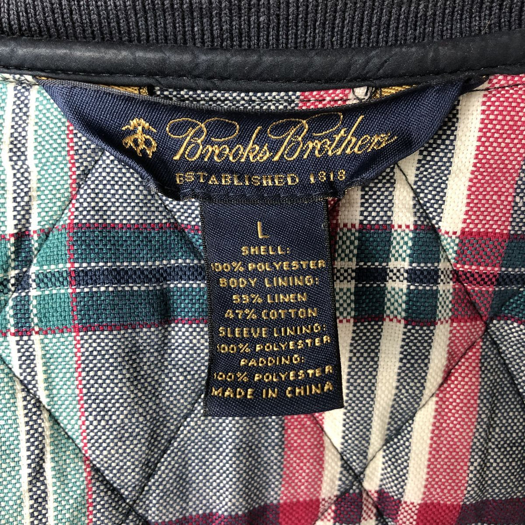 Brooks Brothers Quilted Puffer Jacket, Men's Size L polyester navy blue type Vintage Second Hand