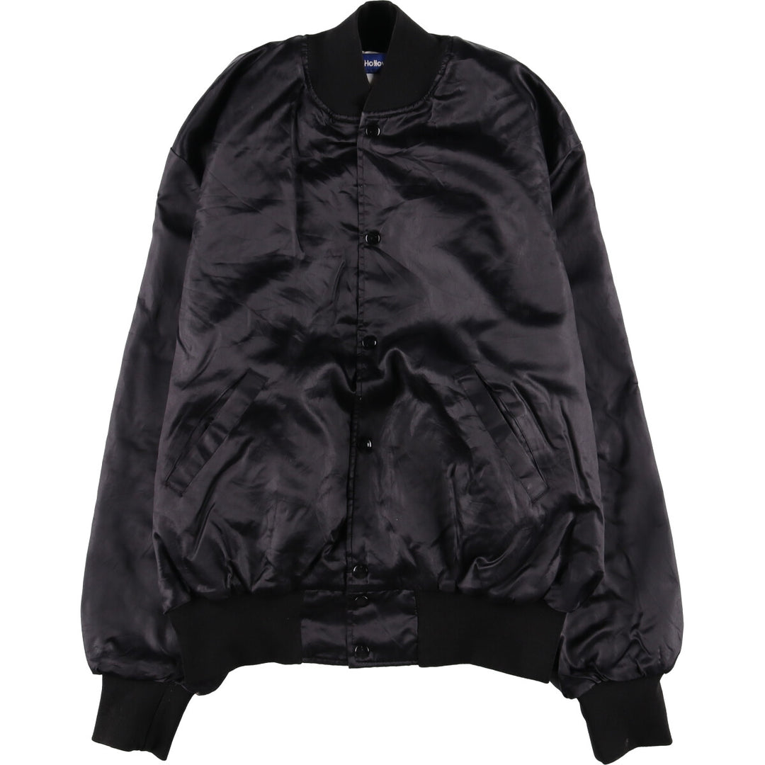 Vintage 1970'S Holloway padded nylon varsity jacket, award jacket, men's size XL Nylon black type Vintage Second Hand