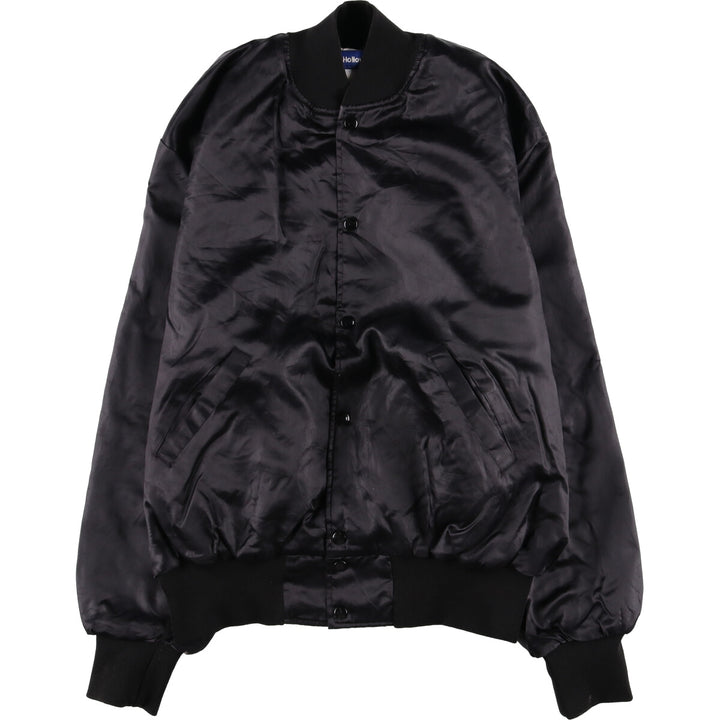 Vintage 1970'S Holloway padded nylon varsity jacket, award jacket, men's size XL Nylon black type Vintage Second Hand