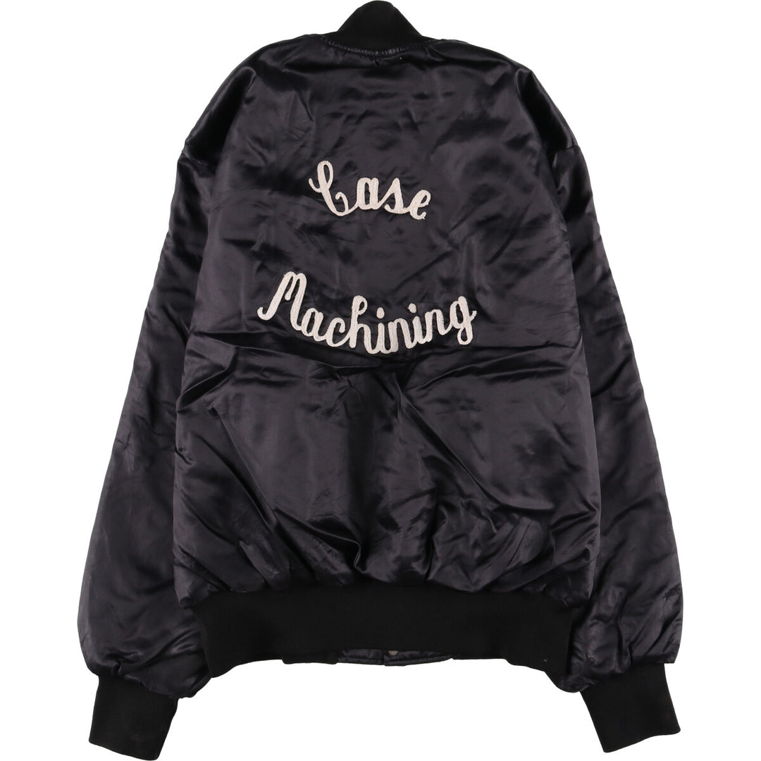 Vintage 1970'S Holloway padded nylon varsity jacket, award jacket, men's size XL Nylon black type Vintage Second Hand