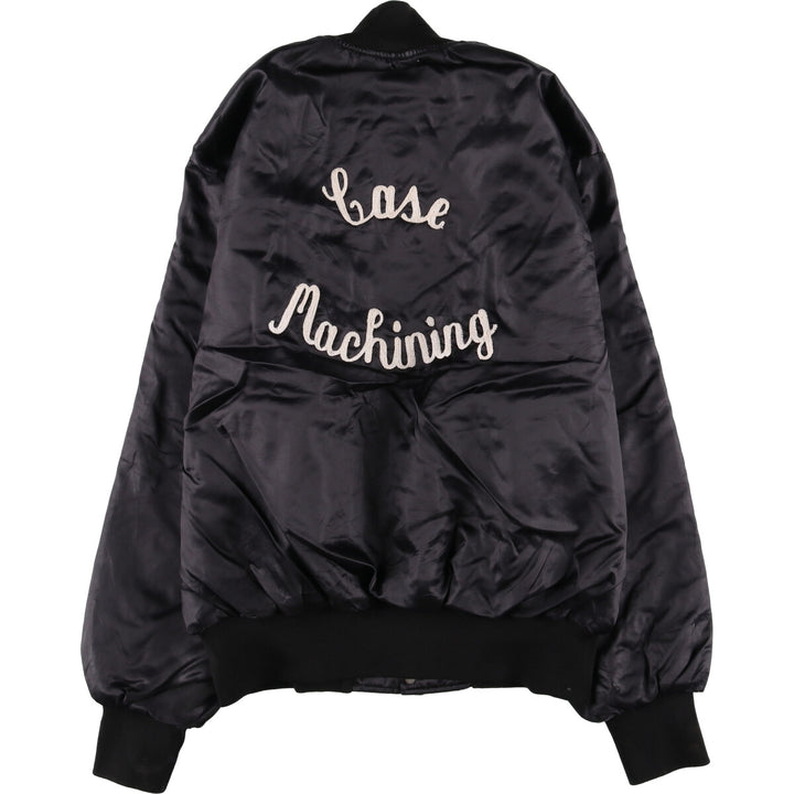 Vintage 1970'S Holloway padded nylon varsity jacket, award jacket, men's size XL Nylon black type Vintage Second Hand