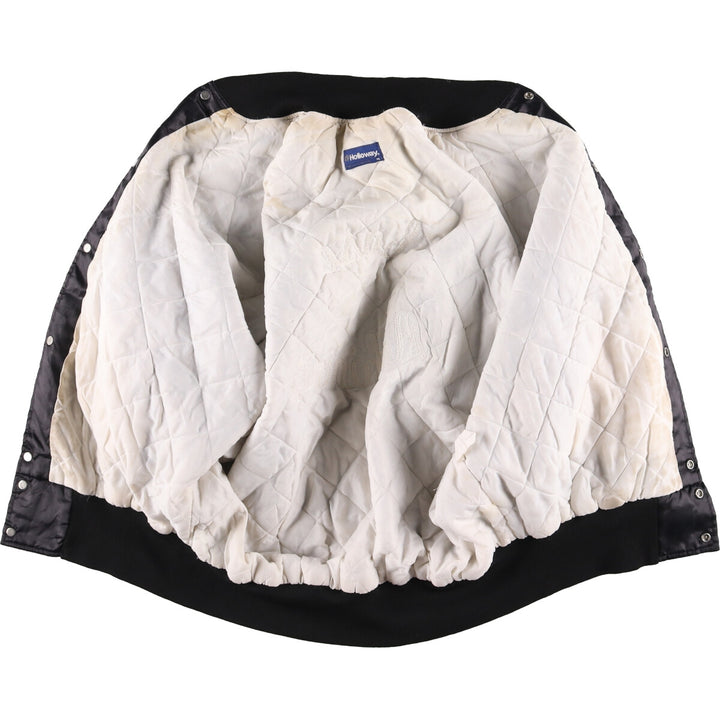 Vintage 1970'S Holloway padded nylon varsity jacket, award jacket, men's size XL Nylon black type Vintage Second Hand