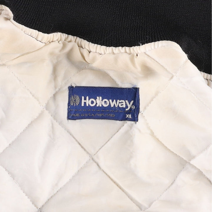 Vintage 1970'S Holloway padded nylon varsity jacket, award jacket, men's size XL Nylon black type Vintage Second Hand