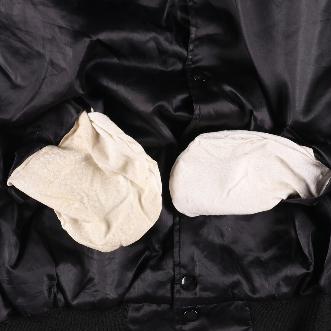 Vintage 1970'S Holloway padded nylon varsity jacket, award jacket, men's size XL Nylon black type Vintage Second Hand