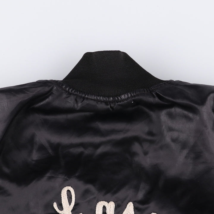 Vintage 1970'S Holloway padded nylon varsity jacket, award jacket, men's size XL Nylon black type Vintage Second Hand