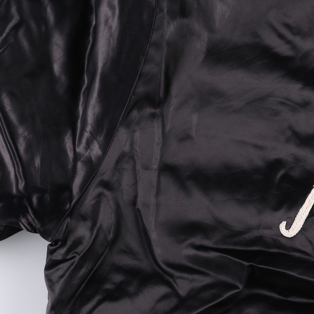 Vintage 1970'S Holloway padded nylon varsity jacket, award jacket, men's size XL Nylon black type Vintage Second Hand