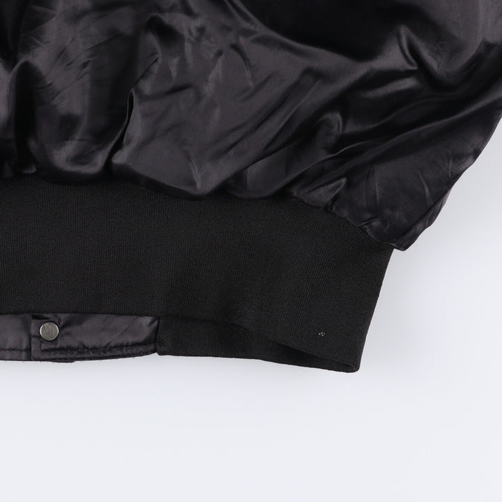 Vintage 1970'S Holloway padded nylon varsity jacket, award jacket, men's size XL Nylon black type Vintage Second Hand