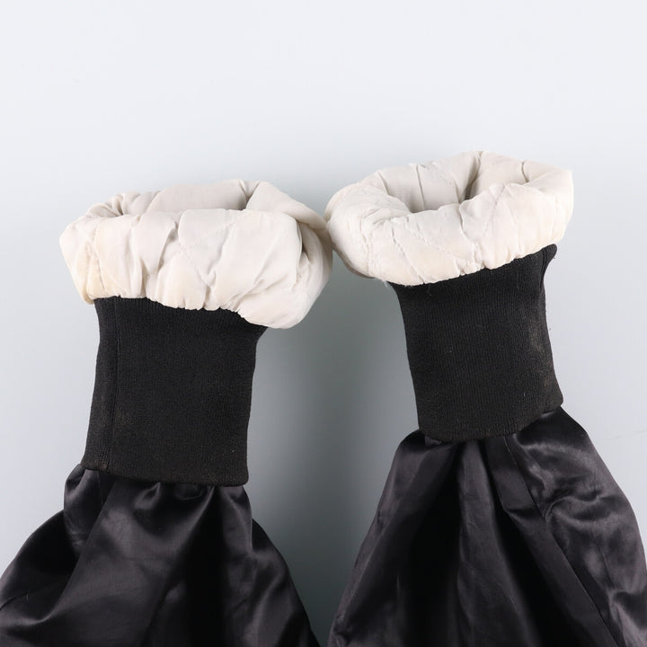 Vintage 1970'S Holloway padded nylon varsity jacket, award jacket, men's size XL Nylon black type Vintage Second Hand