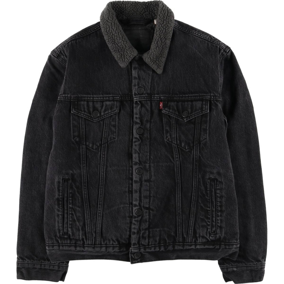 Levi's Black Denim Boa Jacket, Men's Size M cotton black type Vintage Second Hand