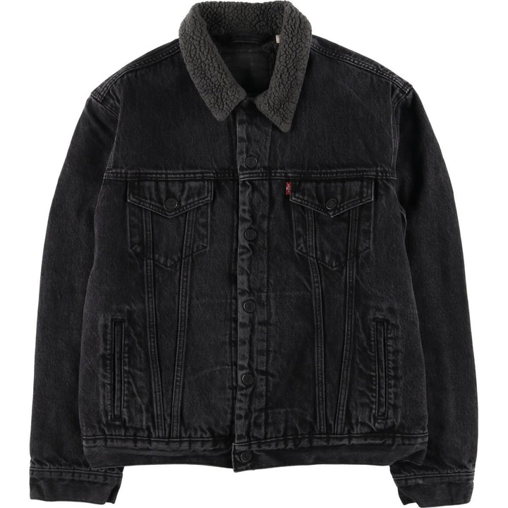 Levi's Black Denim Boa Jacket, Men's Size M cotton black type Vintage Second Hand