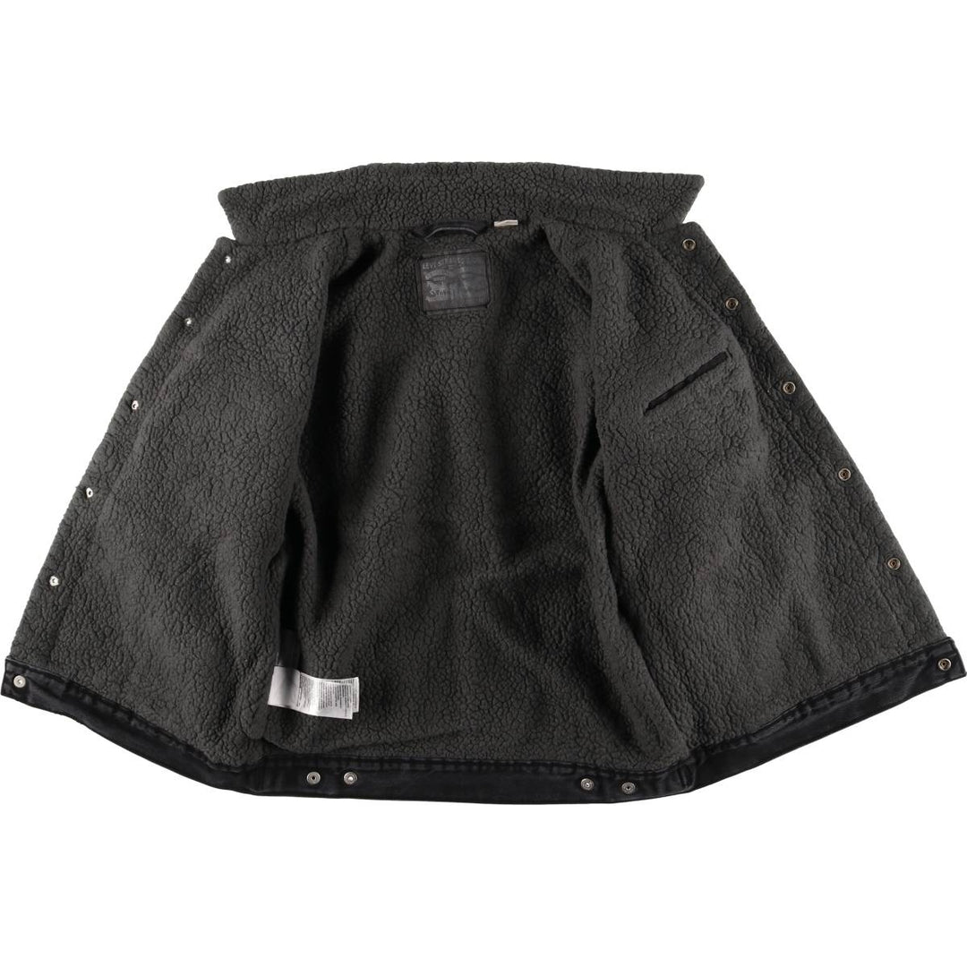 Levi's Black Denim Boa Jacket, Men's Size M cotton black type Vintage Second Hand