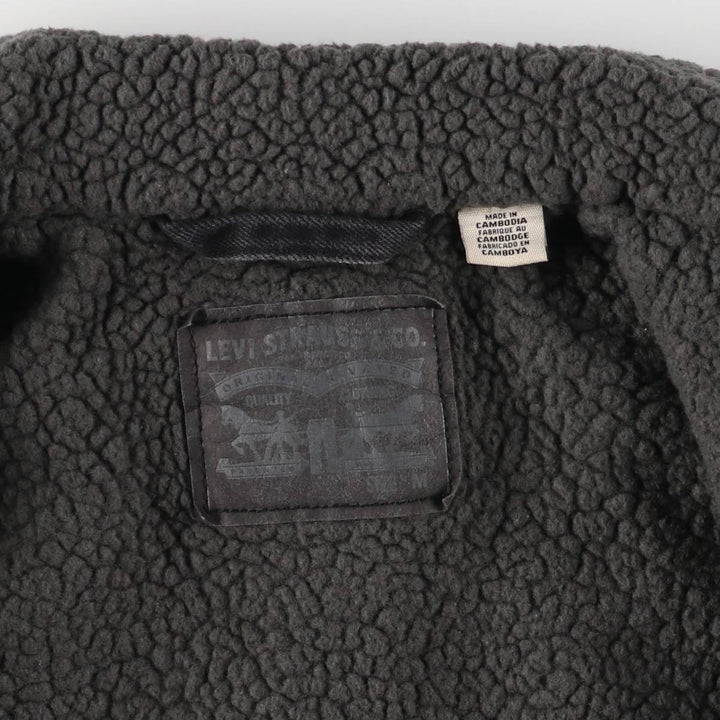 Levi's Black Denim Boa Jacket, Men's Size M cotton black type Vintage Second Hand