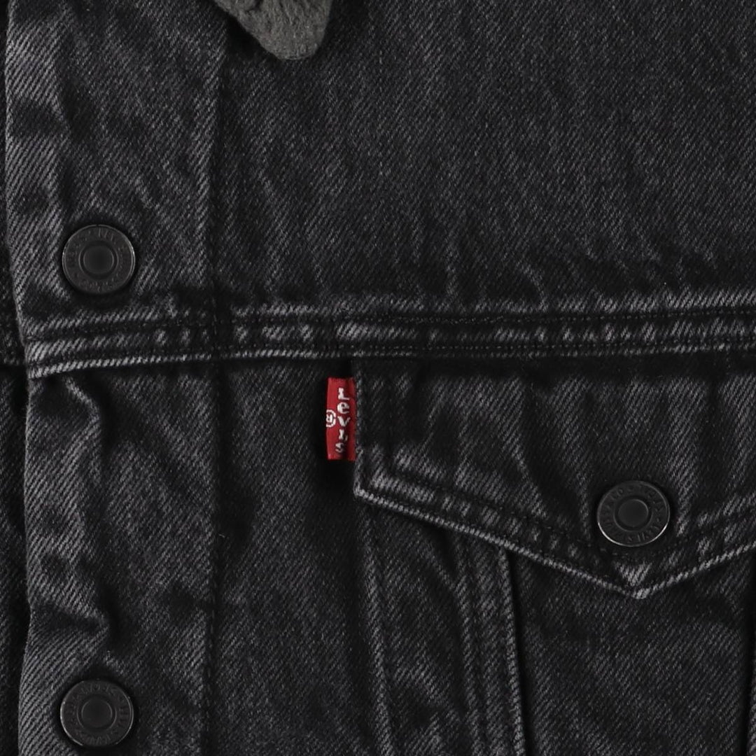 Levi's Black Denim Boa Jacket, Men's Size M cotton black type Vintage Second Hand